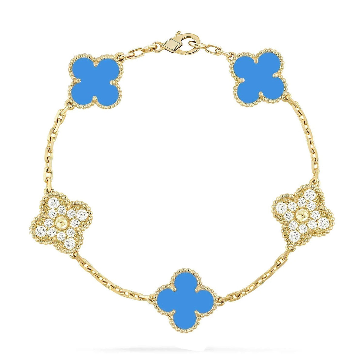 [Liorra] CLOVER 5 MOTIF BLUE AGATE BRACELET COLLECTION