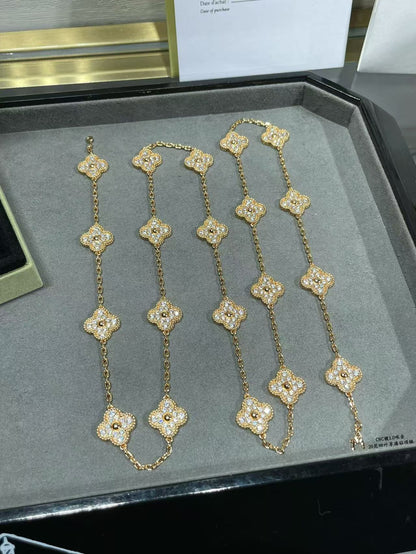 [Liorra]CLOVER 20 MOTIFS FULL-DIAMOND NECKLACE