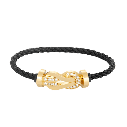 [Liorra]CHANCE LARGE 8 FIGURE BUCKLE HALF DIAMOND BRACELET GOLD