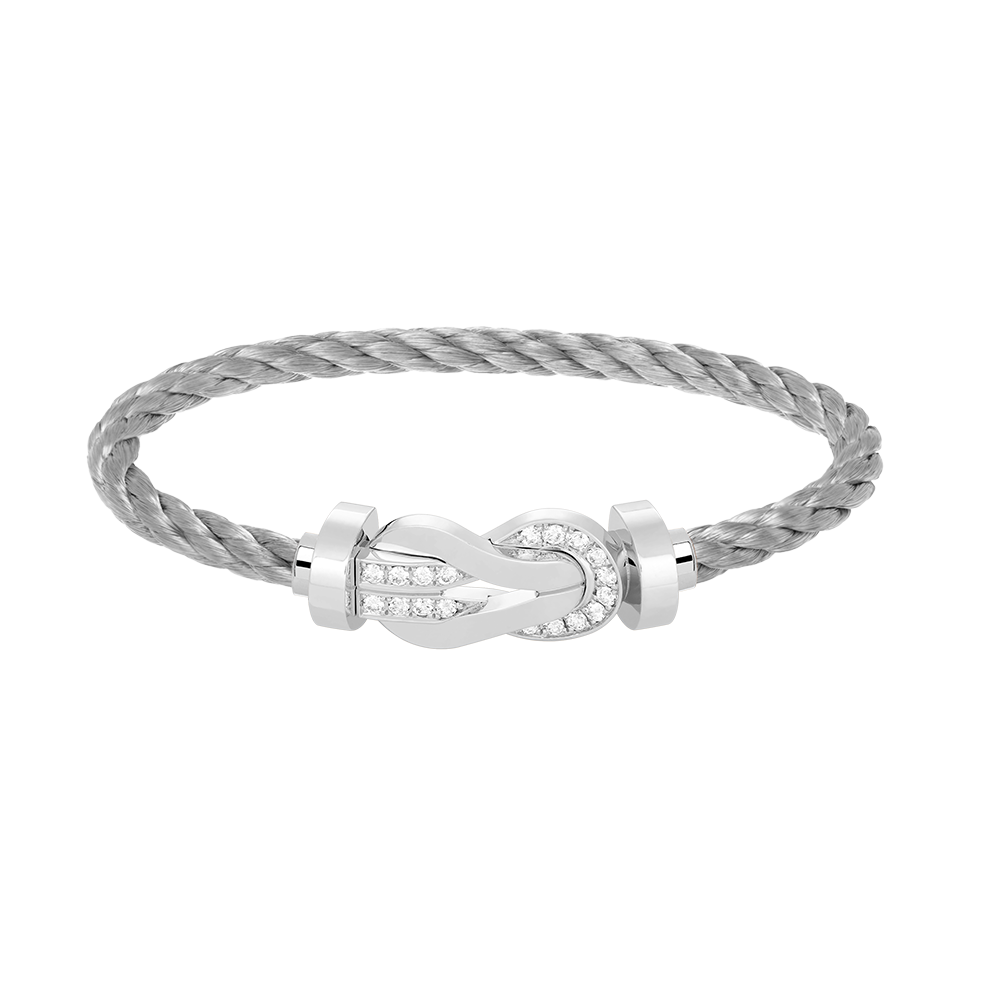 [Liorra]CHANCE LARGE 8 FIGURE BUCKLE HALF DIAMOND BRACELET SILVER