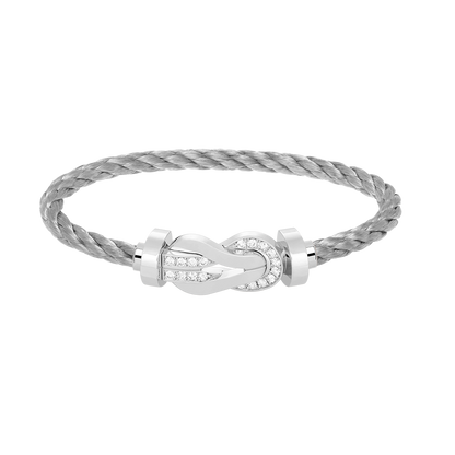 [Liorra]CHANCE LARGE 8 FIGURE BUCKLE HALF DIAMOND BRACELET SILVER