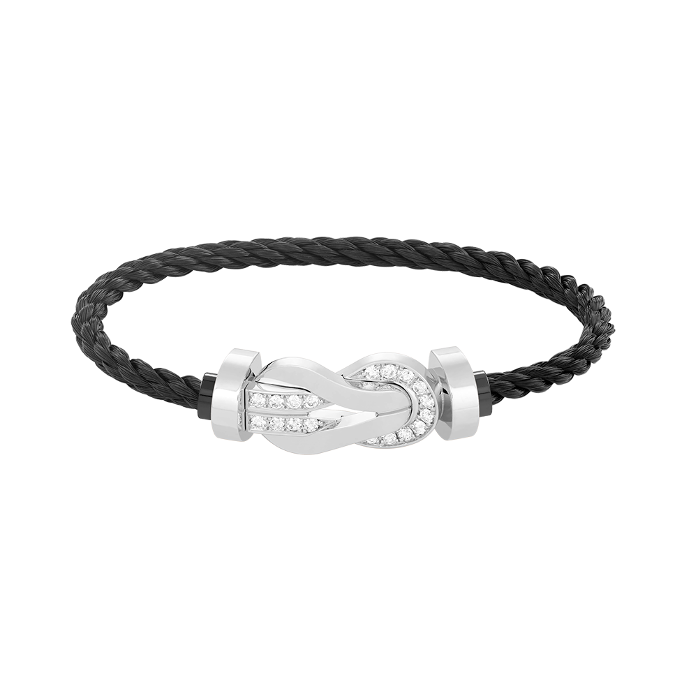 [Liorra]CHANCE LARGE 8 FIGURE BUCKLE HALF DIAMOND BRACELET SILVER