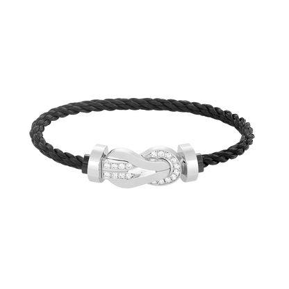 [Liorra]CHANCE LARGE 8 FIGURE BUCKLE HALF DIAMOND BRACELET SILVER