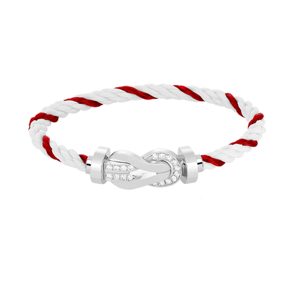 [Liorra]CHANCE LARGE 8 FIGURE BUCKLE HALF DIAMOND BRACELET SILVER