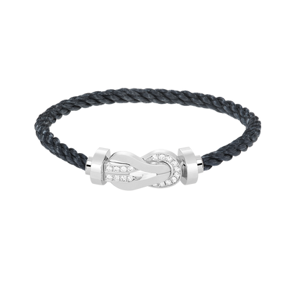 [Liorra]CHANCE LARGE 8 FIGURE BUCKLE HALF DIAMOND BRACELET SILVER