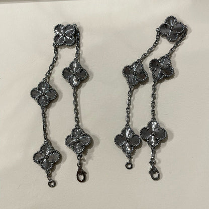 [Liorra]CLOVER 5 MOTIF BLACK BRACELET