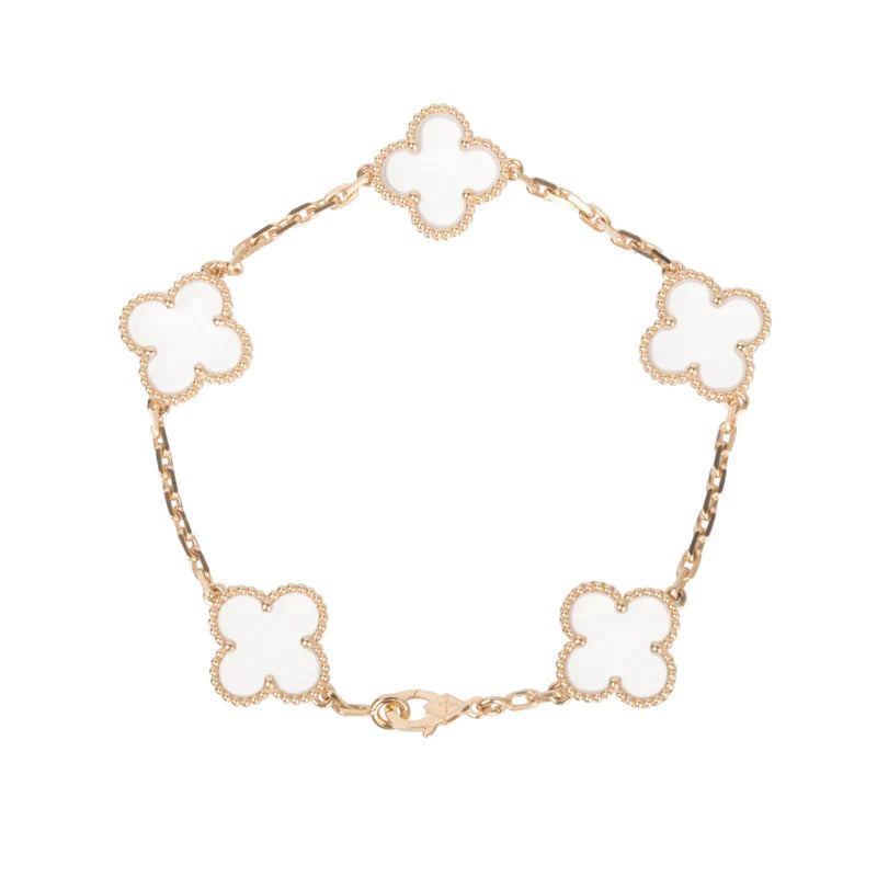 [Liorra]CLOVER 5 MOTIF ROCK CRYSTAL BRACELET