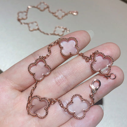 [Liorra]CLOVER 5 MOTIF ROCK CRYSTAL BRACELET