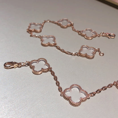 [Liorra]CLOVER 5 MOTIF ROCK CRYSTAL BRACELET