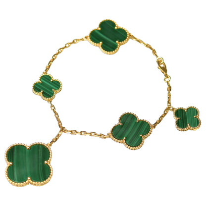[Liorra]MAGIC CLOVER MALACHITE GOLD BRACELET 5 MOTIFS