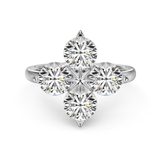[Tonmkive Jewelry]Four-Leaf Clover Eight-Pointed Star Ring