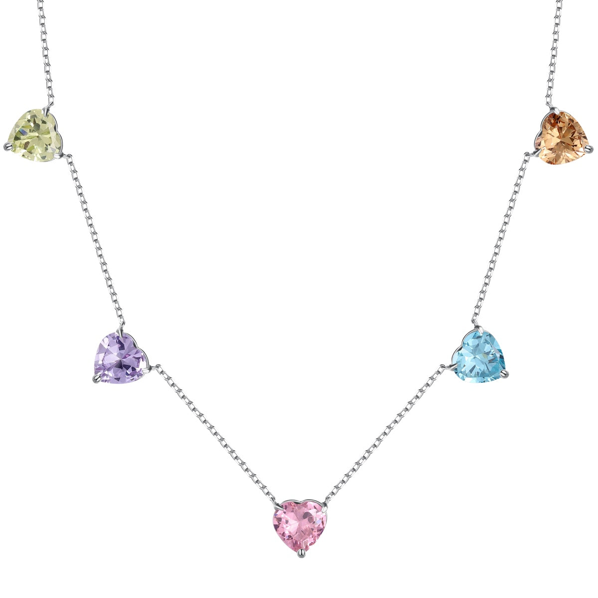 [Tonmkive Jewelry]Sparkling Colorful Heart Cut Necklace
