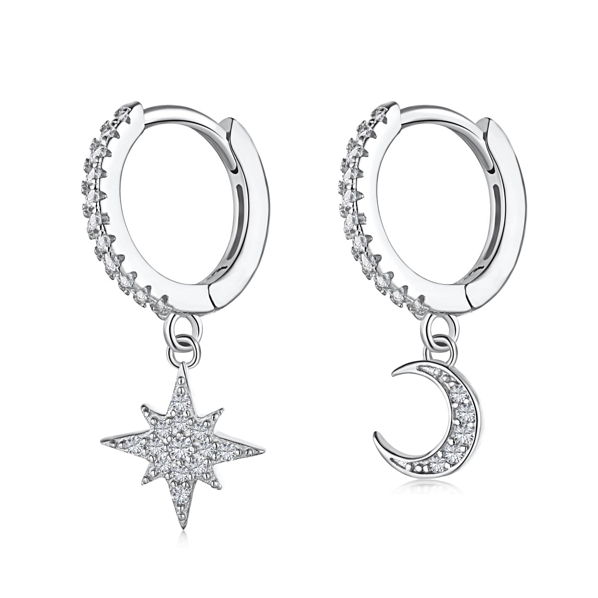 [Tonmkive Jewelry]Star and Moon Asymmetric Earrings