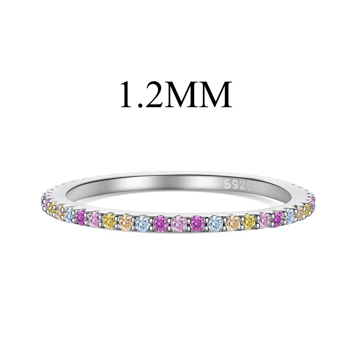 [Tonmkive Jewelry]Ornate Colorful Round Cut Tennis Ring