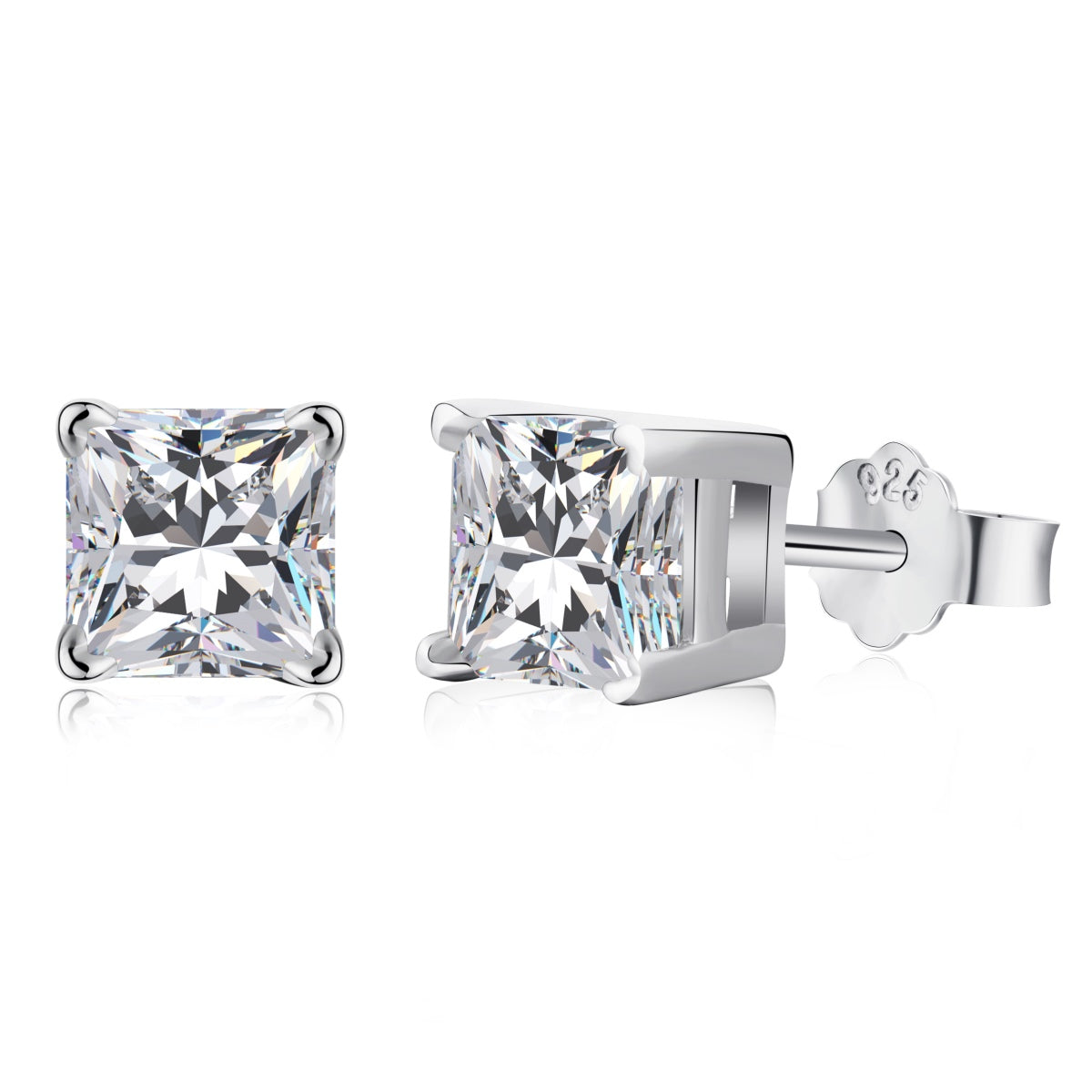 [Tonmkive Jewelry]1.0 Carat Radiant Princess Cut Wedding Earrings