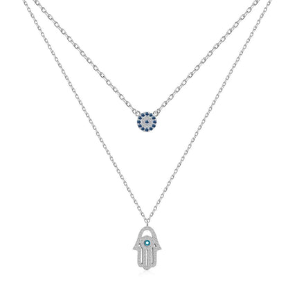 [Tonmkive Jewelry]Demon Eye Hamsa Palm Necklace