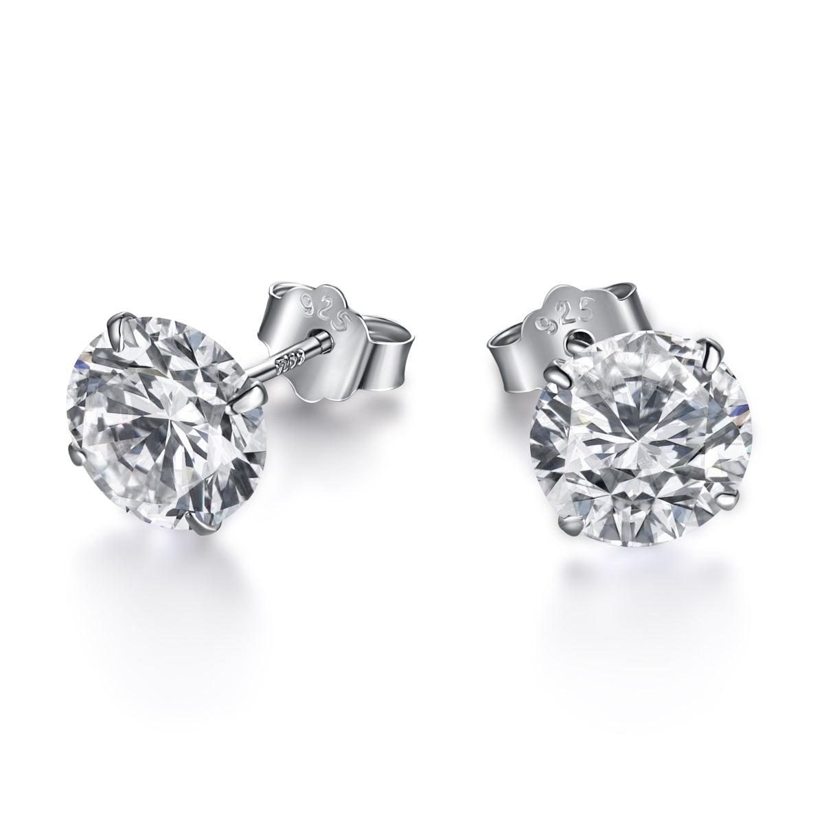 [Tonmkive Jewelry]Stylish Shiny Round Center Stone Stud Earrings