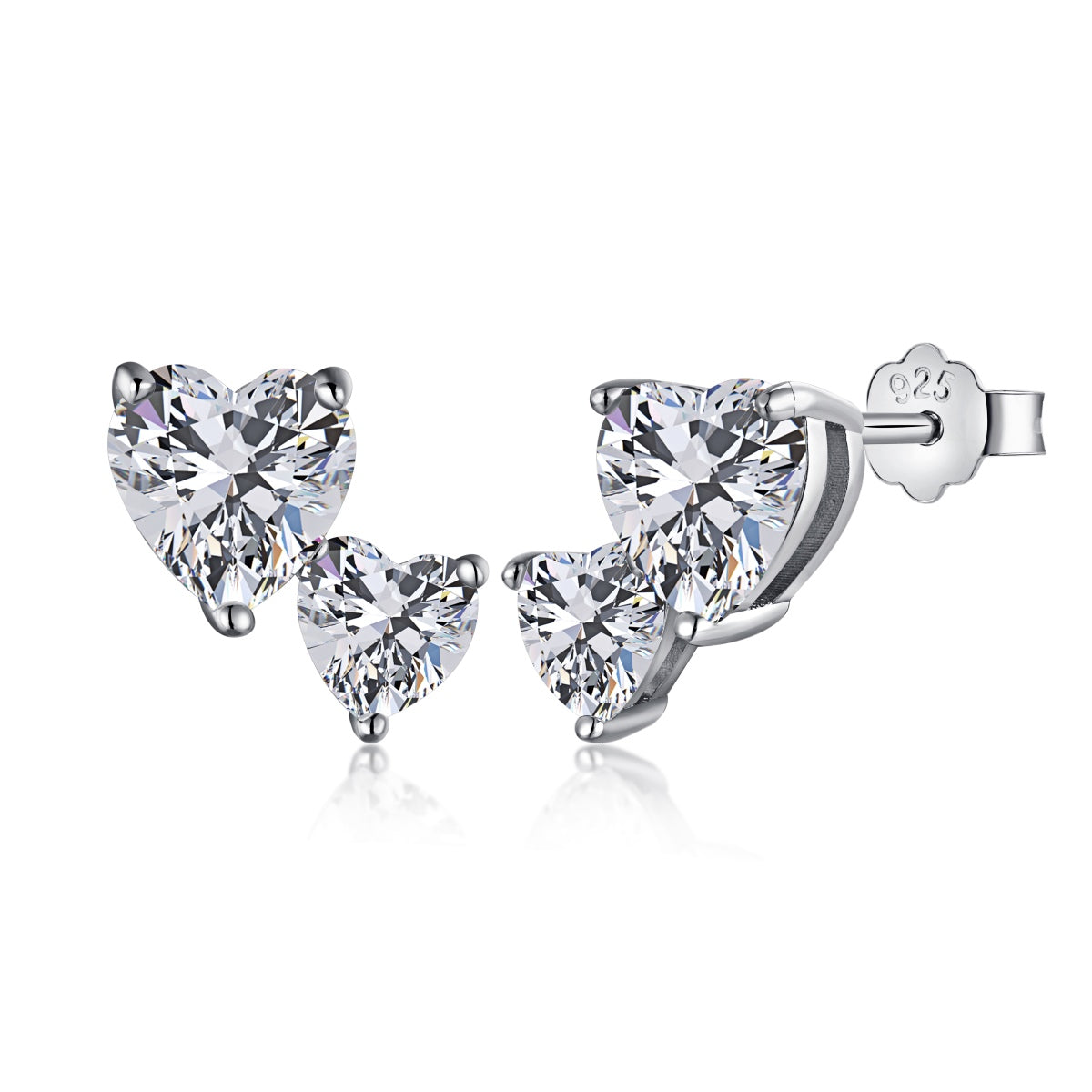 [Tonmkive Jewelry]Double Heart-Shape Classic Princess Style Earrings