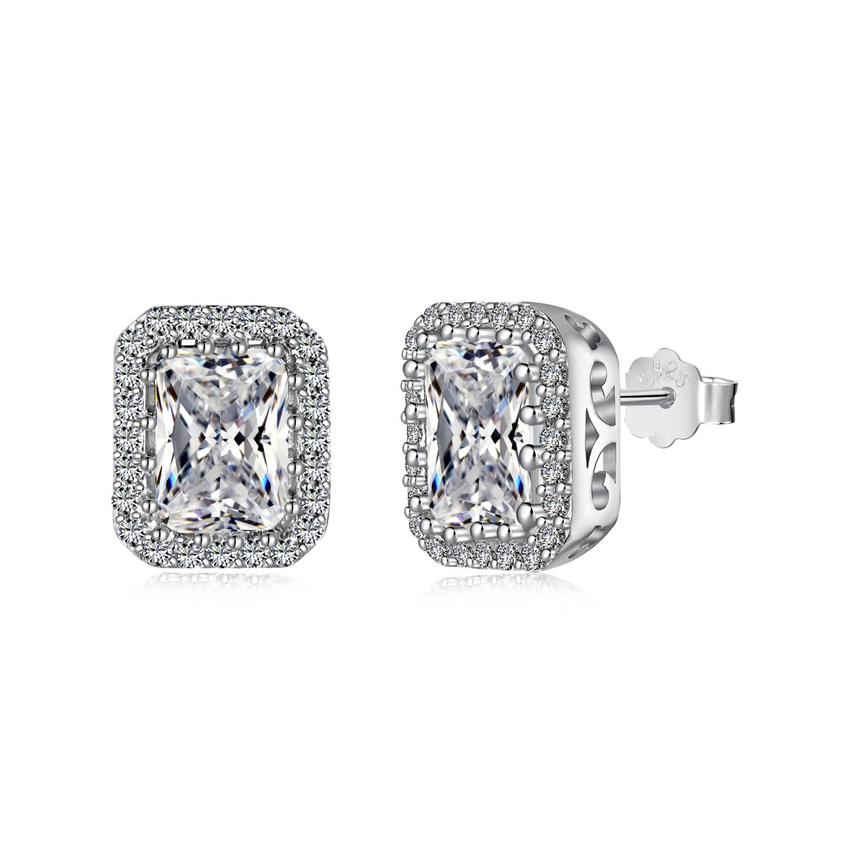 [Tonmkive Jewelry]1.0 Carat Luxurious Dainty Emerald Cut Daily Earrings
