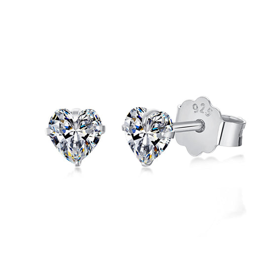 [Tonmkive Jewelry]Sparkling Heart Shaped Simple Earrings