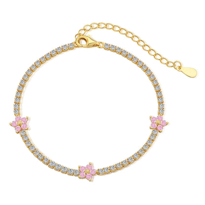 [Tonmkive Jewelry]Sparkling Flower Shape Tennis Bracelet