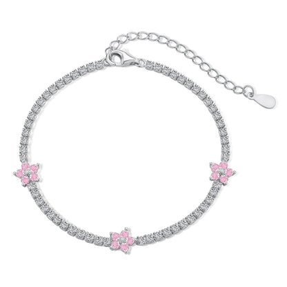 [Tonmkive Jewelry]Sparkling Flower Shape Tennis Bracelet