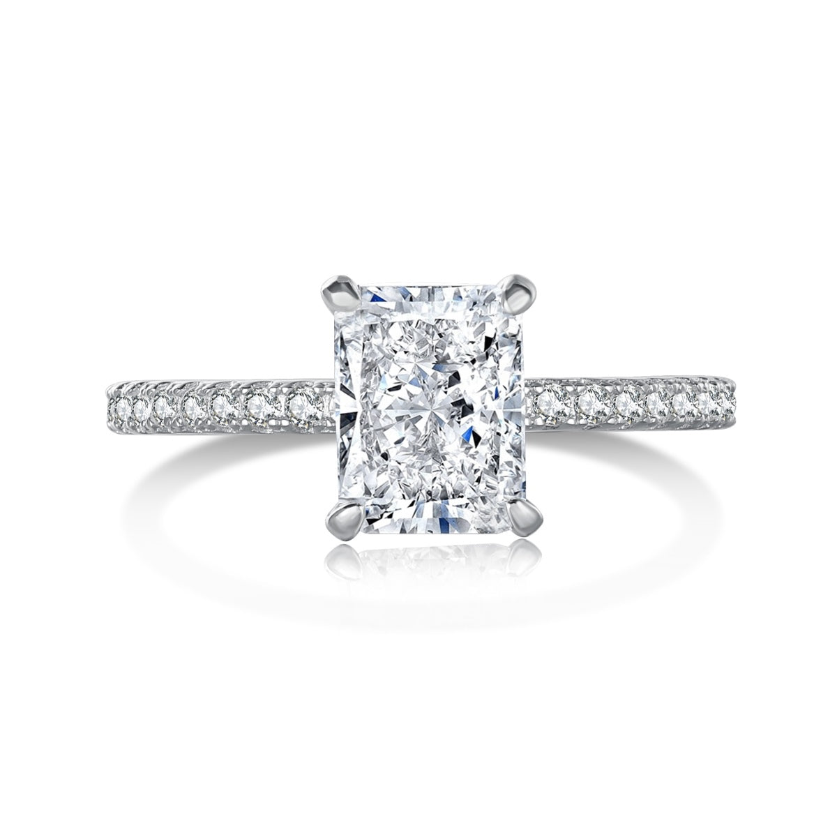 [Tonmkive Jewelry]2.0 Carat Dazzling Sparkling Radiant Cut Party Ring