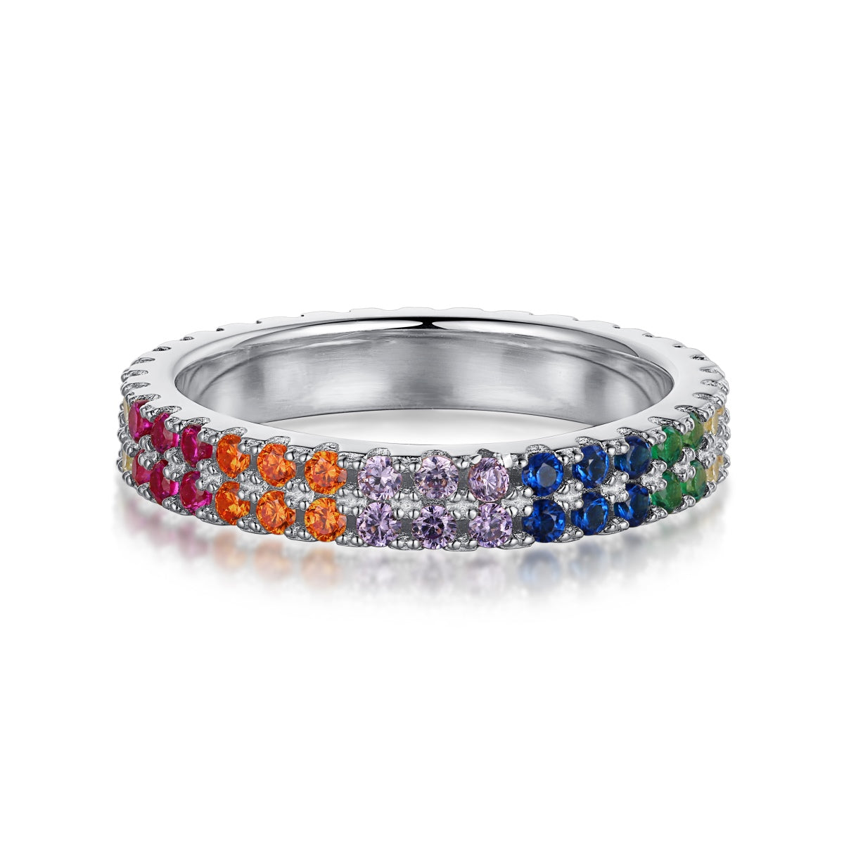 [Tonmkive Jewelry]Unique Colorful Round Cut Tennis Ring