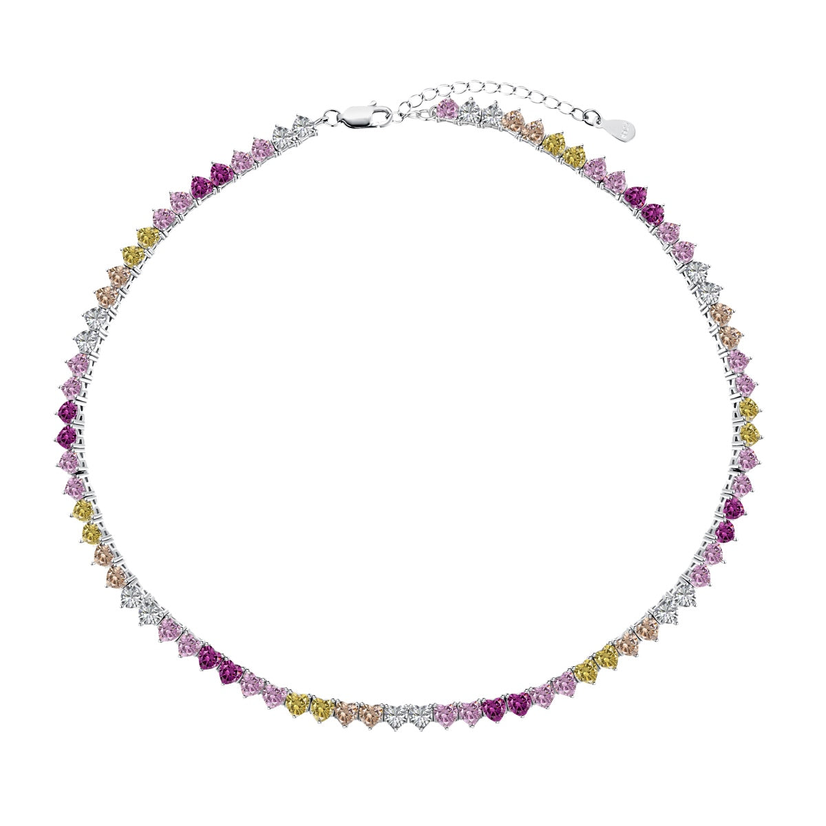 [Tonmkive Jewelry]Sparkling Colorful Full Heart Tennis Necklace