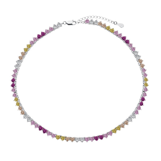 [Tonmkive Jewelry]Sparkling Colorful Full Heart Tennis Necklace