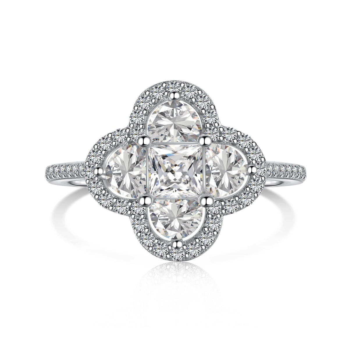 [Tonmkive Jewelry]Luxurious Eternity Flower Shape Banquet Ring