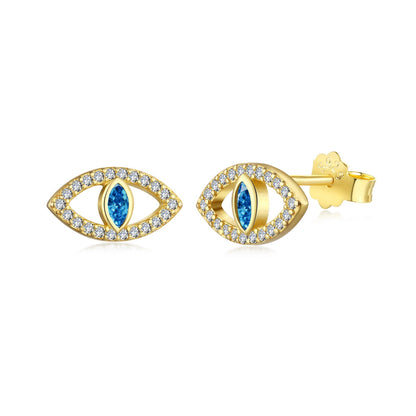 [Tonmkive Jewelry]Blue Devil Eyes Hollow Stud Earrings