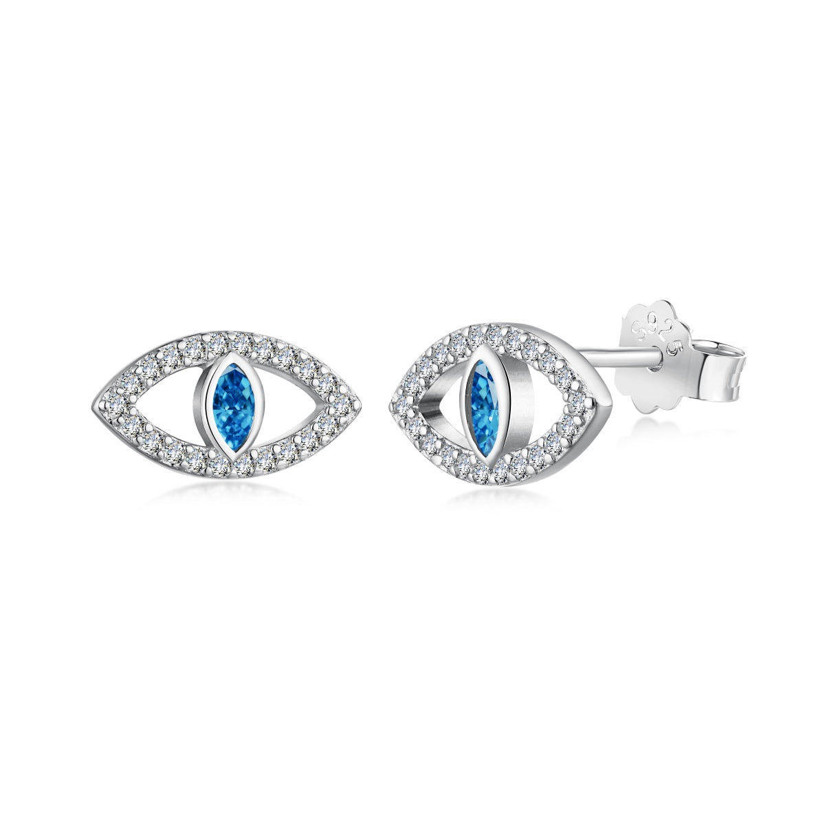 [Tonmkive Jewelry]Blue Devil Eyes Hollow Stud Earrings