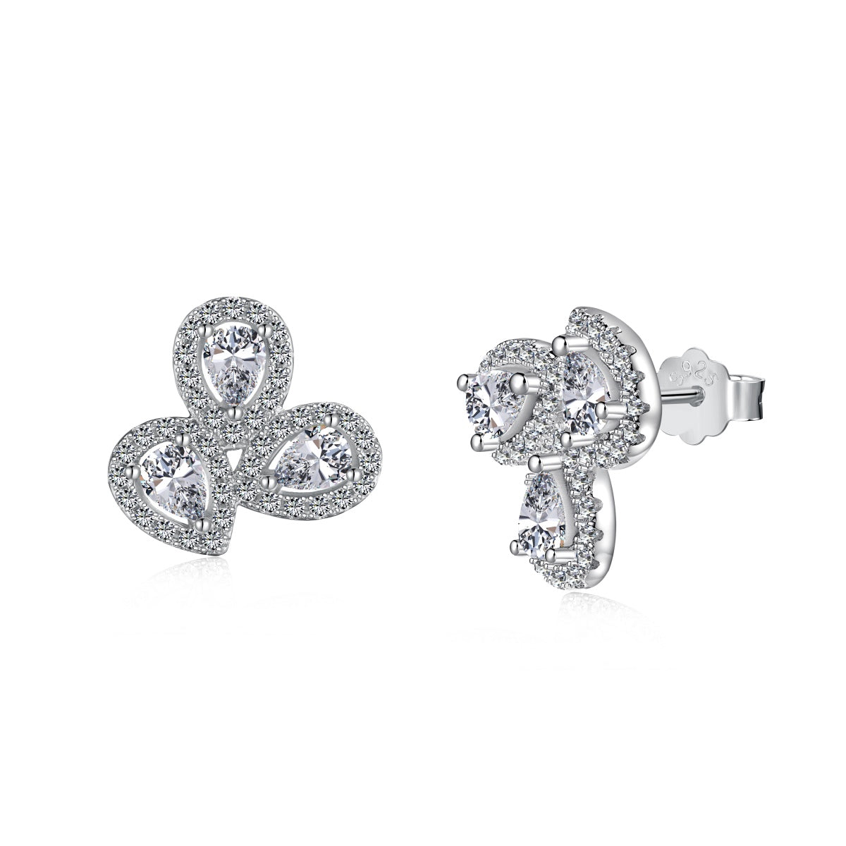 [Tonmkive Jewelry]Ornate Flower Shape Pear Cut Lover Earrings