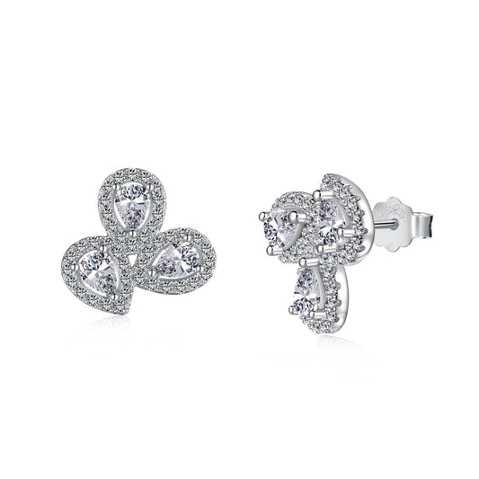 [Tonmkive Jewelry]Ornate Flower Shape Pear Cut Lover Earrings