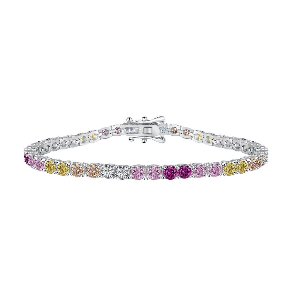 [Tonmkive Jewelry]Radiant Colorful Round Cut Tennis Bracelet