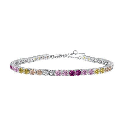 [Tonmkive Jewelry]Radiant Colorful Round Cut Tennis Bracelet