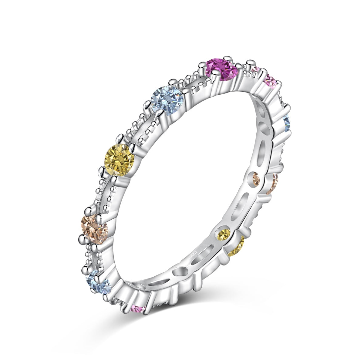 [Tonmkive Jewelry]Sparkling Colorful Round Cut Tennis Ring