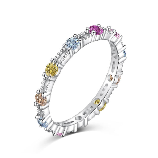 [Tonmkive Jewelry]Sparkling Colorful Round Cut Tennis Ring