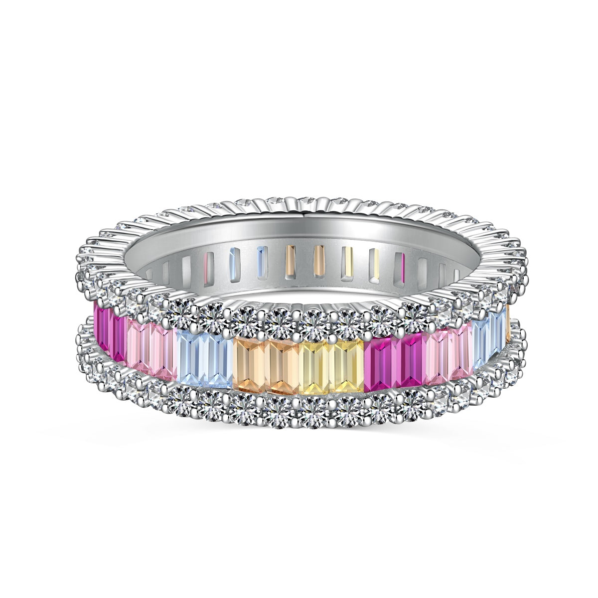 [Tonmkive Jewelry]Dainty Kaleidoscopic Emerald Cut Daily Ring