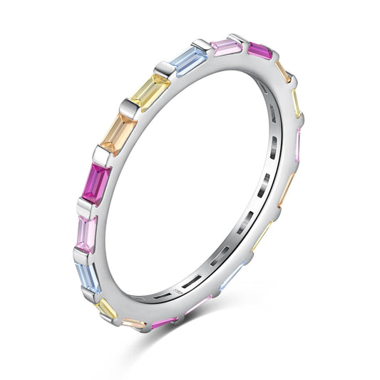 [Tonmkive Jewelry]Exquisite Multicolored Emerald Cut Daily Ring