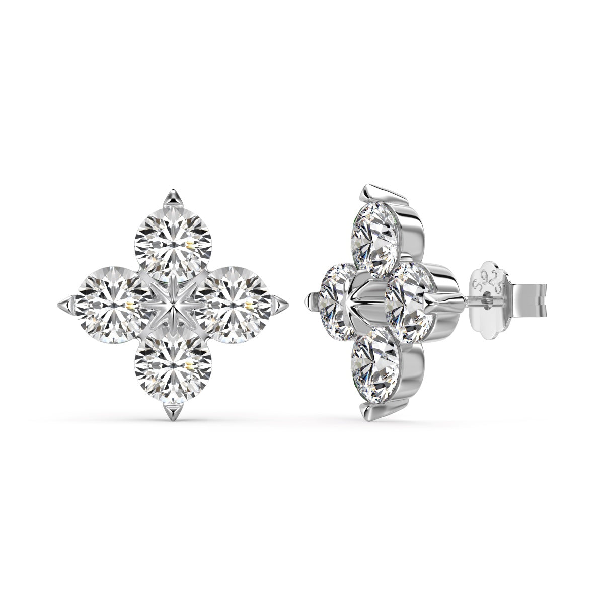 [Tonmkive Jewelry]Four-Leaf Clover Eight-Pointed Star Earrings