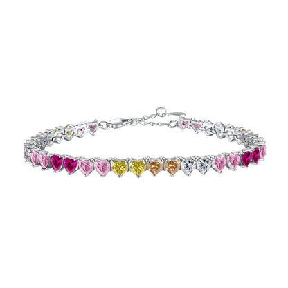 [Tonmkive Jewelry]Luxurious Colorful Romantic Heart Shape Lover Bracelet