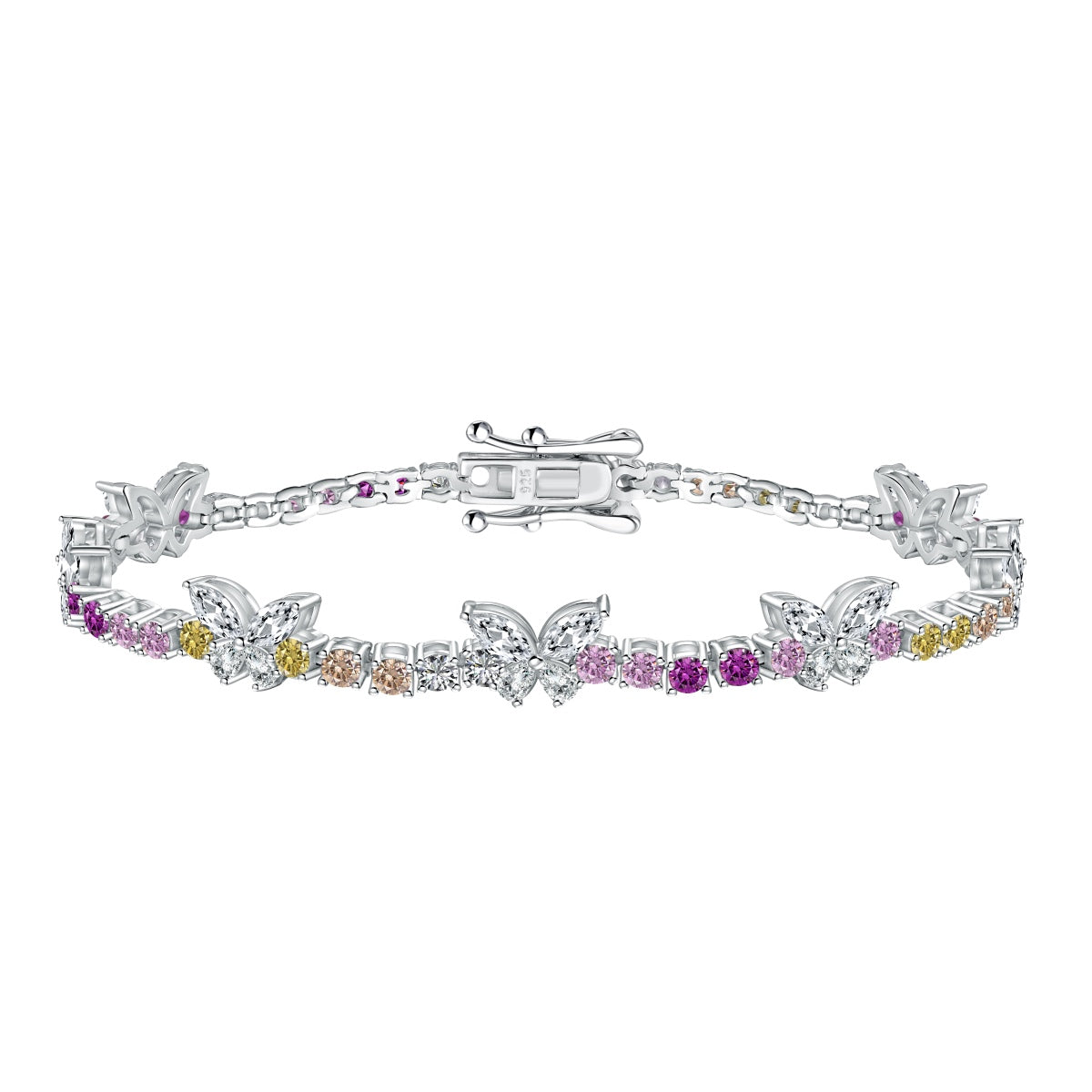 [Tonmkive Jewelry]Ornate Colorful Butterfly Shape Round Cut Daily Bracelet