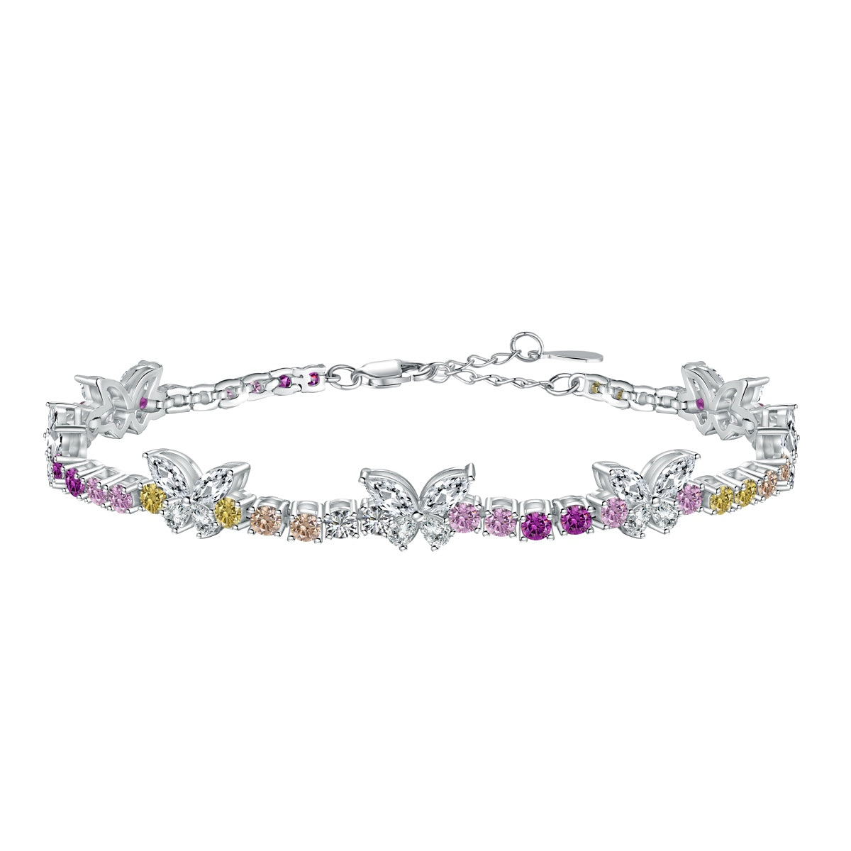 [Tonmkive Jewelry]Ornate Colorful Butterfly Shape Round Cut Daily Bracelet