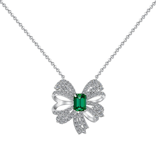 [Tonmkive Jewelry]Luxurious Flower Shape Emerald Cut Necklace