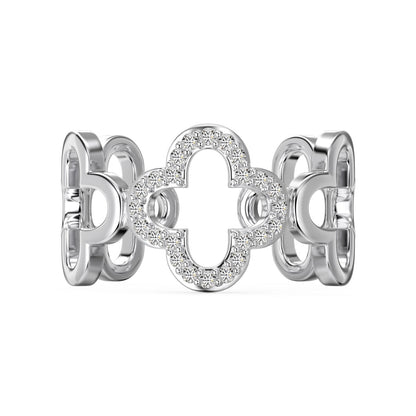[Tonmkive Jewelry]Hollow Design Four-Leaf Clover Flower Shape Ring