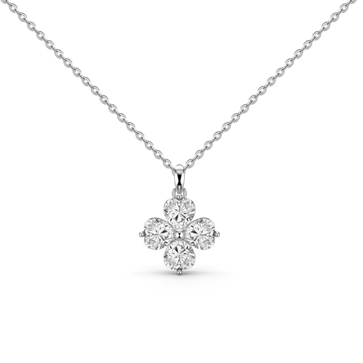 [Tonmkive Jewelry]Heart-Shaped Four-Leaf Clover Bead Necklace