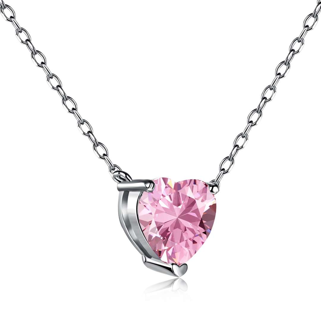 [Tonmkive Jewelry]Heart Shape Main Stone Pendant Collarbone Necklace