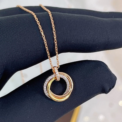 [Liorra]TRINITY NECKLACE SILVER GOLD PINK GOLD DIAMONDS